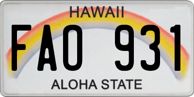 HI license plate FAO931