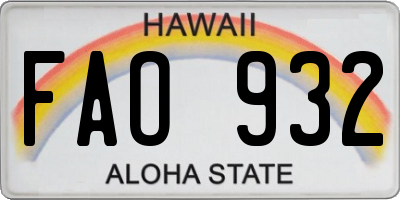 HI license plate FAO932
