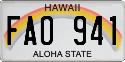 HI license plate FAO941