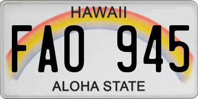 HI license plate FAO945