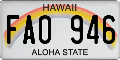 HI license plate FAO946