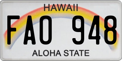 HI license plate FAO948