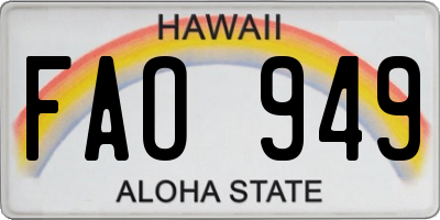 HI license plate FAO949