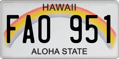 HI license plate FAO951