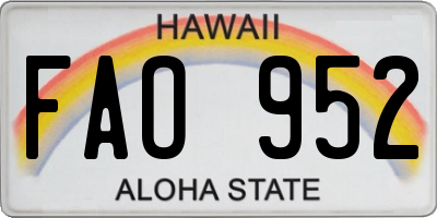 HI license plate FAO952