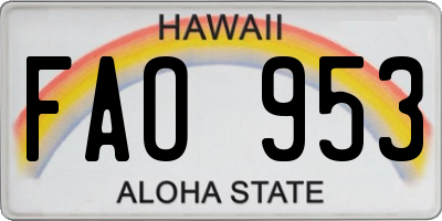 HI license plate FAO953