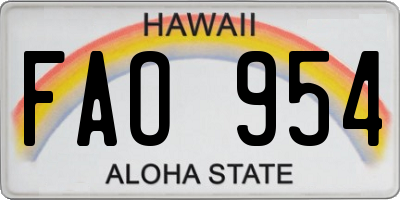 HI license plate FAO954