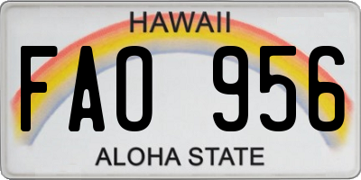 HI license plate FAO956