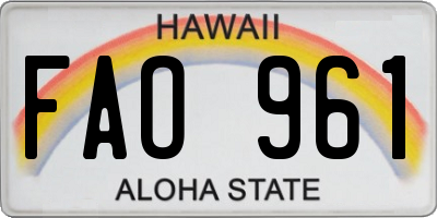 HI license plate FAO961