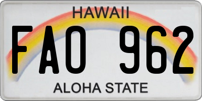HI license plate FAO962