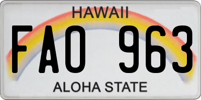HI license plate FAO963