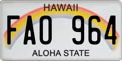 HI license plate FAO964