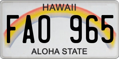 HI license plate FAO965