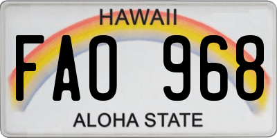 HI license plate FAO968
