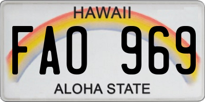 HI license plate FAO969