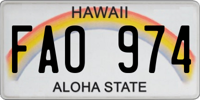HI license plate FAO974