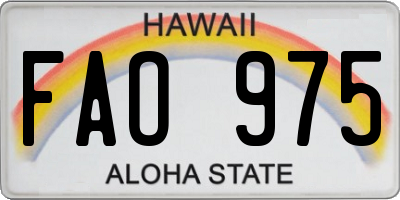 HI license plate FAO975