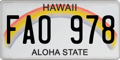 HI license plate FAO978