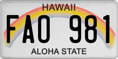 HI license plate FAO981
