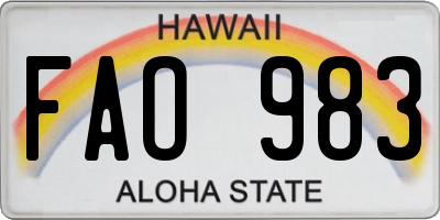 HI license plate FAO983