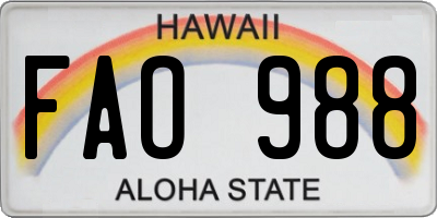 HI license plate FAO988