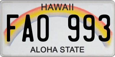 HI license plate FAO993