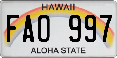 HI license plate FAO997