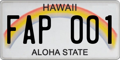 HI license plate FAP001