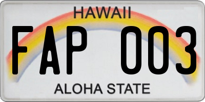HI license plate FAP003