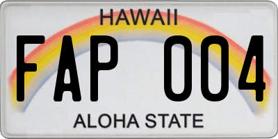 HI license plate FAP004