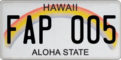 HI license plate FAP005