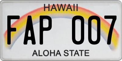 HI license plate FAP007
