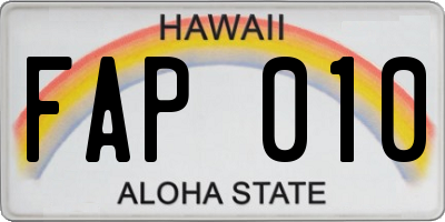HI license plate FAP010