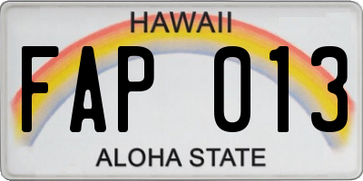 HI license plate FAP013