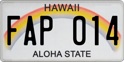 HI license plate FAP014