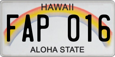 HI license plate FAP016