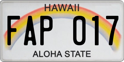 HI license plate FAP017