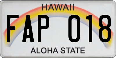 HI license plate FAP018