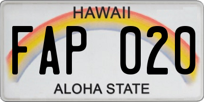 HI license plate FAP020