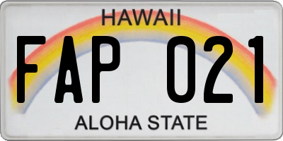 HI license plate FAP021
