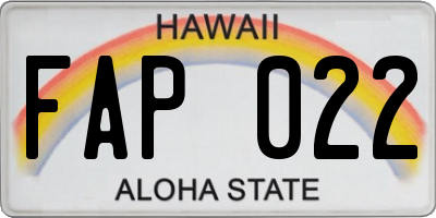 HI license plate FAP022
