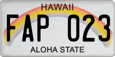 HI license plate FAP023