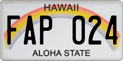 HI license plate FAP024