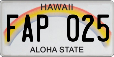HI license plate FAP025