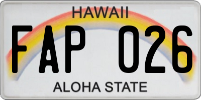 HI license plate FAP026