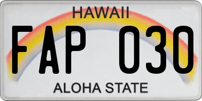 HI license plate FAP030