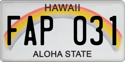 HI license plate FAP031