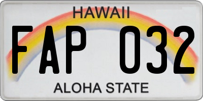 HI license plate FAP032
