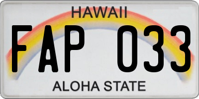 HI license plate FAP033