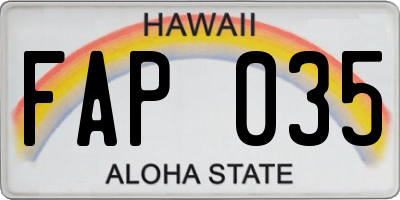 HI license plate FAP035
